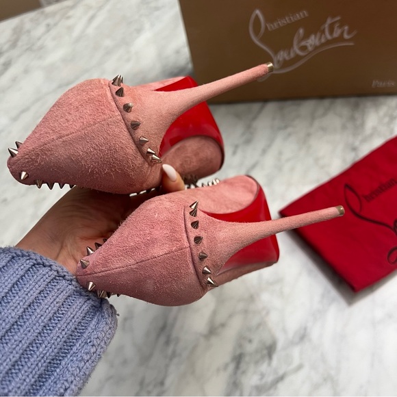 Beautiful Christian Louboutin Anjalina suede heels dusty pink - Picture 5 of 8